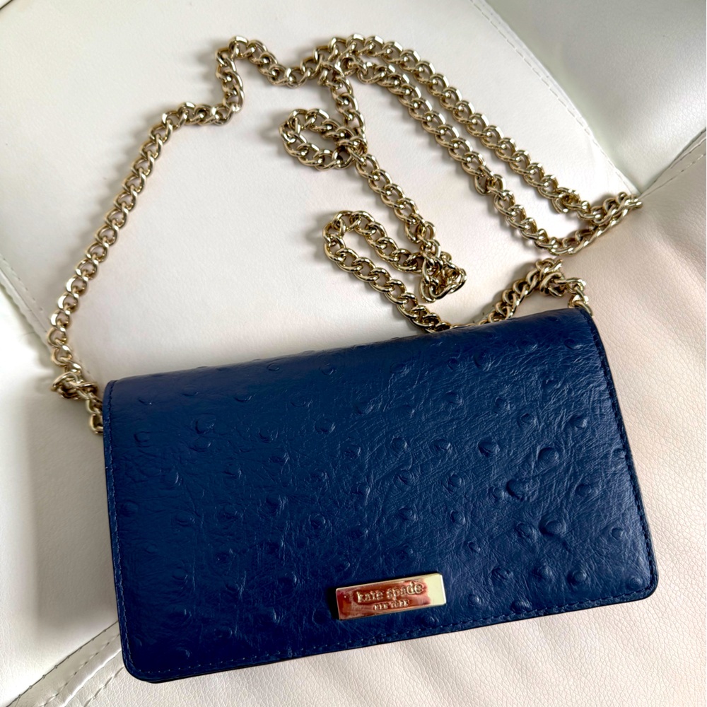 Kate Spade Navy Crossbody with Gold Chain